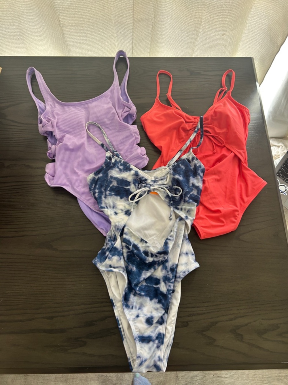 Women’s One-Piece Swimsuit Bundle - Coral, Lavender & Blue Tie-Dye Set